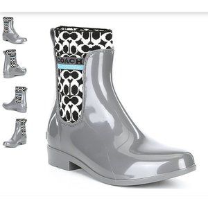 NIB Coach Rivington Logo Water Resistant Chelsea Rain Booties - 5